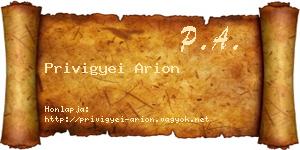Privigyei Arion névjegykártya
